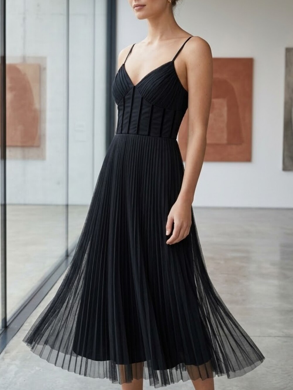 Betsey Johnson Y2K Black Tag New York Vintage Corset Tulle Spaghetti Strap Dress